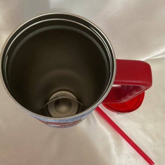 Buc-Ees Denim Design Stainless Steel Tumbler With Handle & Straw 40 Oz Yukon Out - Picture 5 of 8